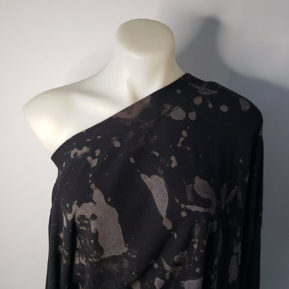 Funky Tie Dye Long Sleeve Black Gray Demobaza style top - Picture 3 of 10